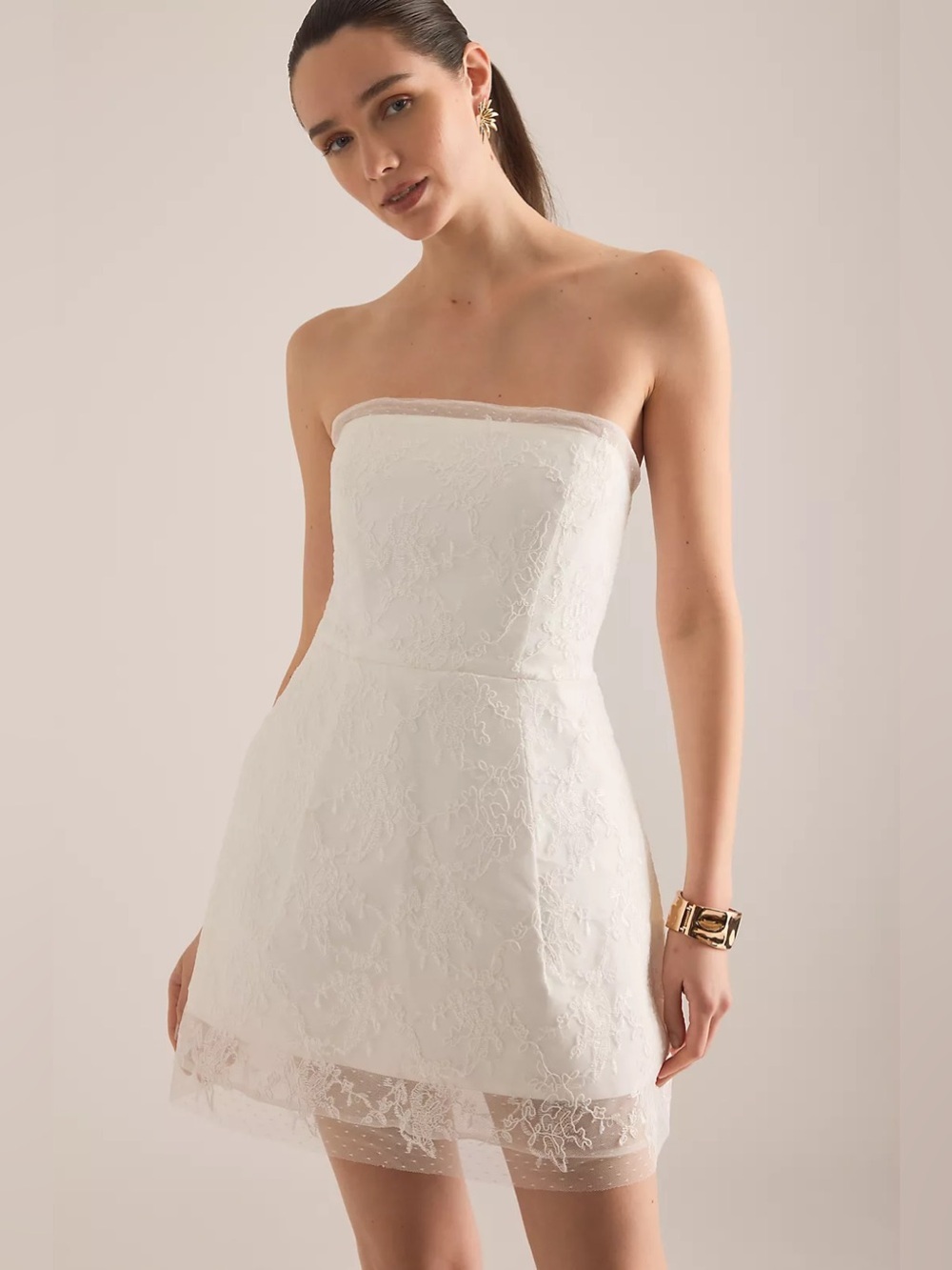 Bardot NWT Franca Bandeau Hourglass Strapless Lace Minidress medium Size 6